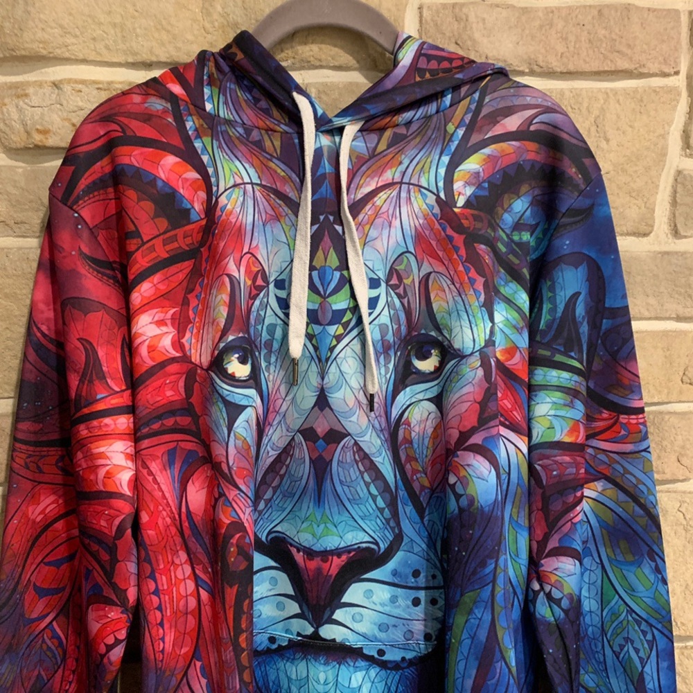 multi colored tiger hoodie